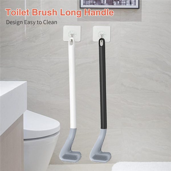 Golf Toilet Brush | Long Handle Silicone Toilet Brush, Flexible Silicone Rubber Toilet Brush Cleaning Golf Style | Without Box (random Color)