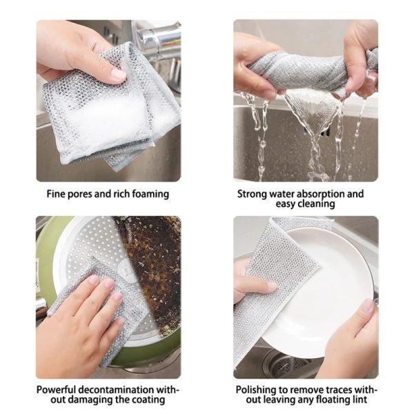 Pack Of 4 Multipurpose Wire Dish Cloths – Durable Metal Wire Scrubbers For Cleaning Dishes, Pots, Pans & Kitchen Utensils, Rust-resistant & Long-lasting Cleaning Pads