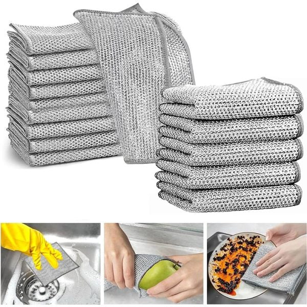 Pack Of 4 Multipurpose Wire Dish Cloths – Durable Metal Wire Scrubbers For Cleaning Dishes, Pots, Pans & Kitchen Utensils, Rust-resistant & Long-lasting Cleaning Pads